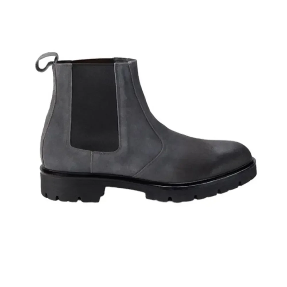 The Good Man Brand Mens Modern City Distressed Chelsea Boots Grey Suede 12 NIB